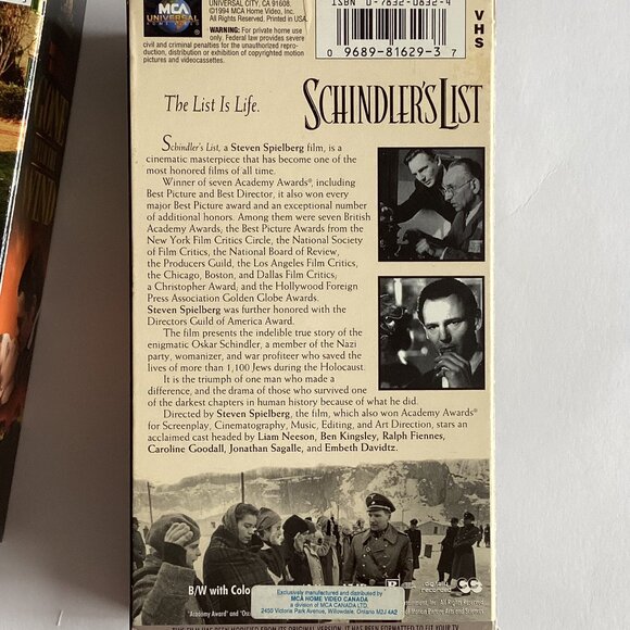 4 Vintage Classic VHS Collectable Movies The Green Mile Schindler's List - Picture 6 of 7